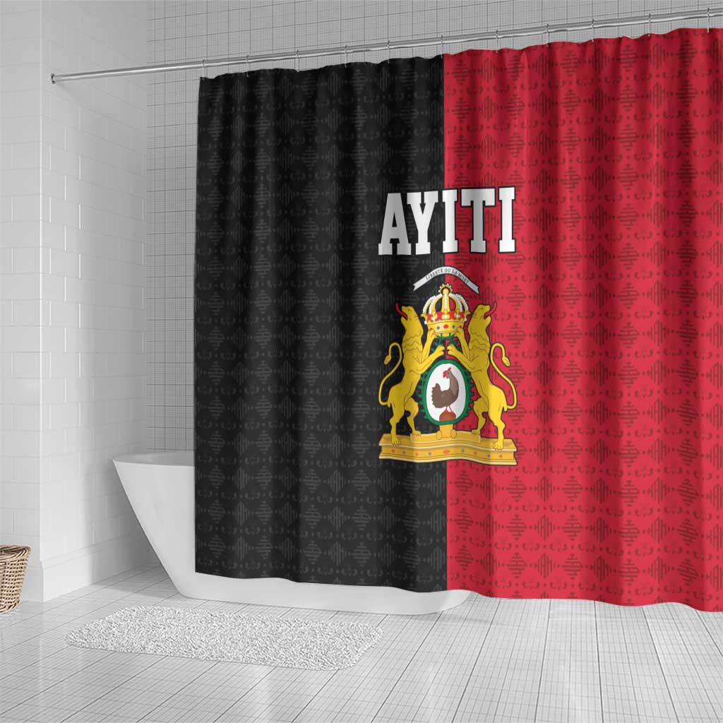 Afro-Haitians Empire of Haiti 1804-1806 Shower Curtain Fleur-De-Lis Veves Motif - African Pride