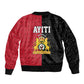 Afro-Haitians Empire of Haiti 1804-1806 Sleeve Zip Bomber Jacket Fleur-De-Lis Veves Motif - African Pride