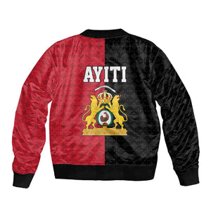 Afro-Haitians Empire of Haiti 1804-1806 Sleeve Zip Bomber Jacket Fleur-De-Lis Veves Motif - African Pride
