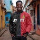 Afro-Haitians Empire of Haiti 1804-1806 Sleeve Zip Bomber Jacket Fleur-De-Lis Veves Motif - African Pride