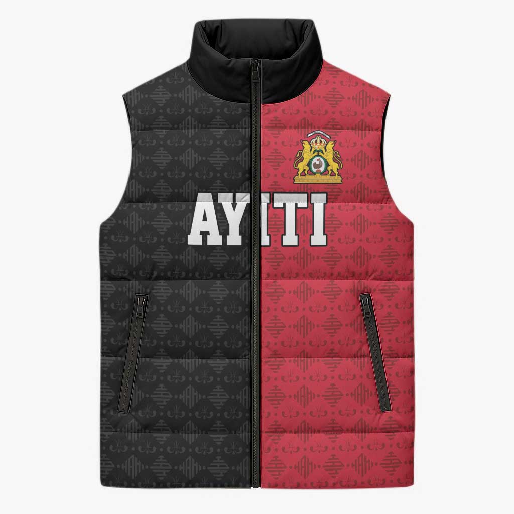 Afro-Haitians Empire of Haiti 1804-1806 Sleeveless Puffer Jacket Fleur-De-Lis Veves Motif - African Pride