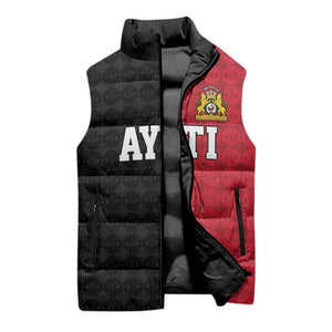 Afro-Haitians Empire of Haiti 1804-1806 Sleeveless Puffer Jacket Fleur-De-Lis Veves Motif - African Pride