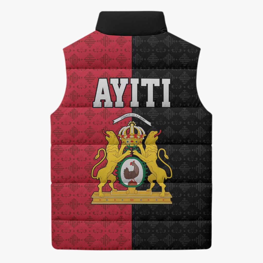 Afro-Haitians Empire of Haiti 1804-1806 Sleeveless Puffer Jacket Fleur-De-Lis Veves Motif - African Pride