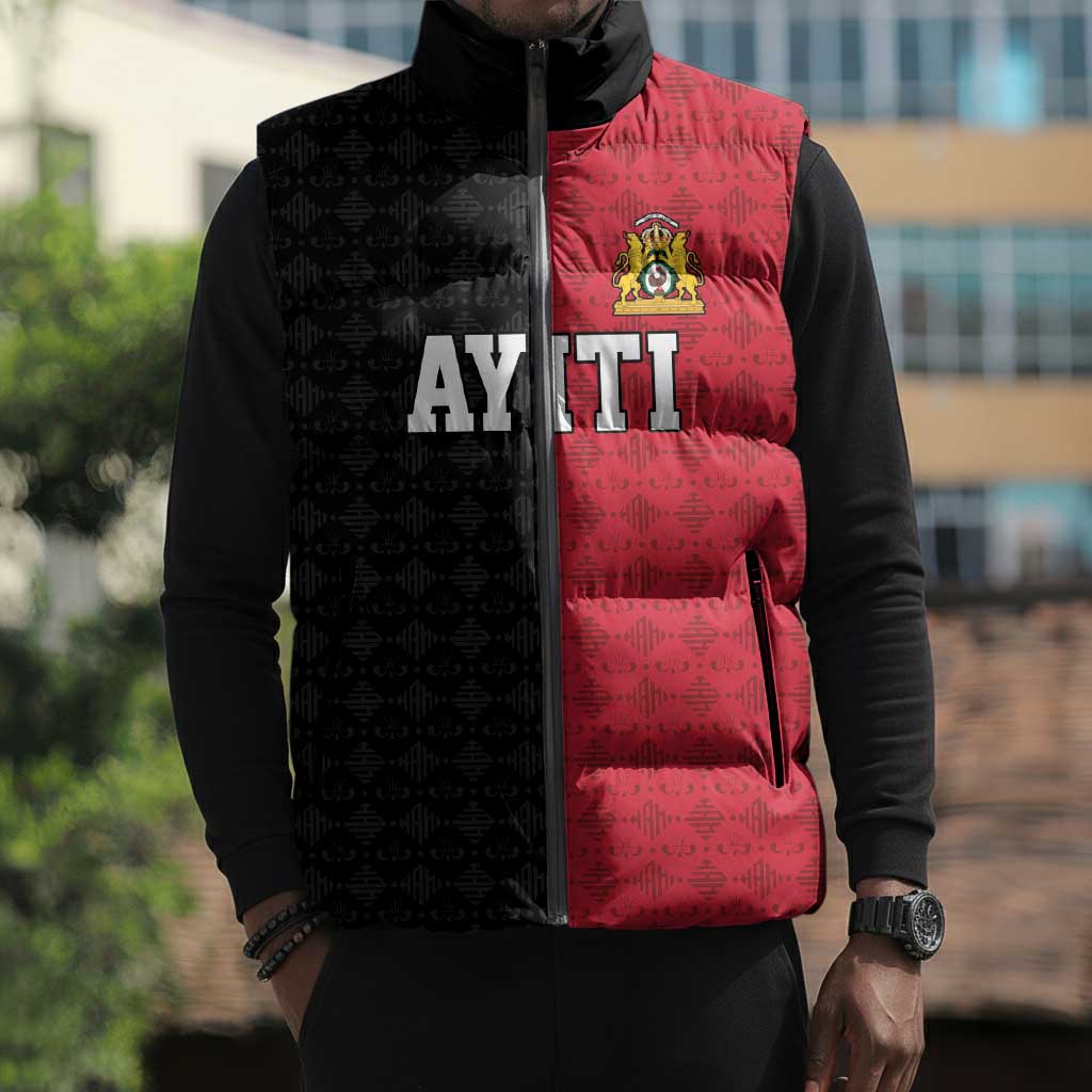 Afro-Haitians Empire of Haiti 1804-1806 Sleeveless Puffer Jacket Fleur-De-Lis Veves Motif - African Pride