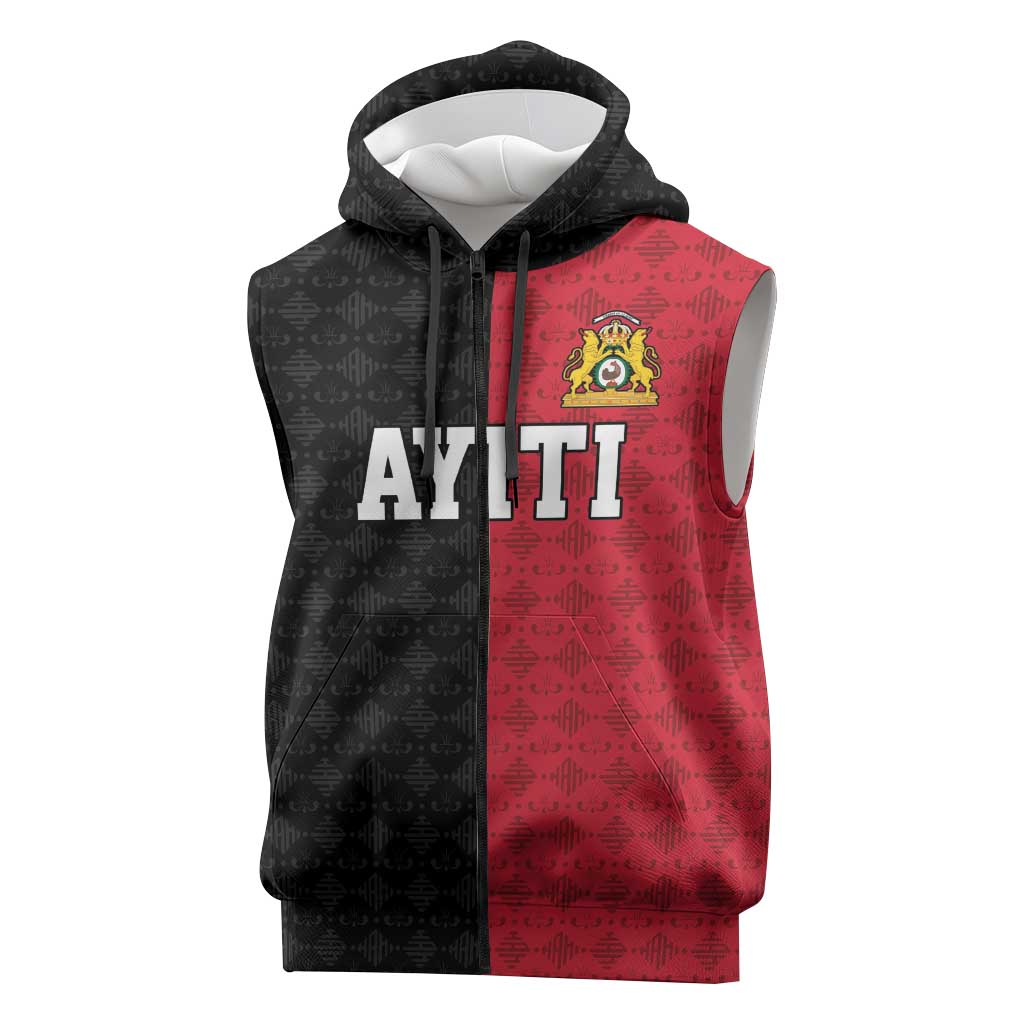 Afro-Haitians Empire of Haiti 1804-1806 Sleeveless Zip Hoodie Fleur-De-Lis Veves Motif - African Pride