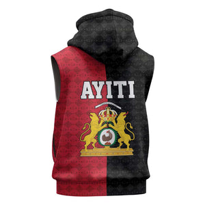 Afro-Haitians Empire of Haiti 1804-1806 Sleeveless Zip Hoodie Fleur-De-Lis Veves Motif - African Pride