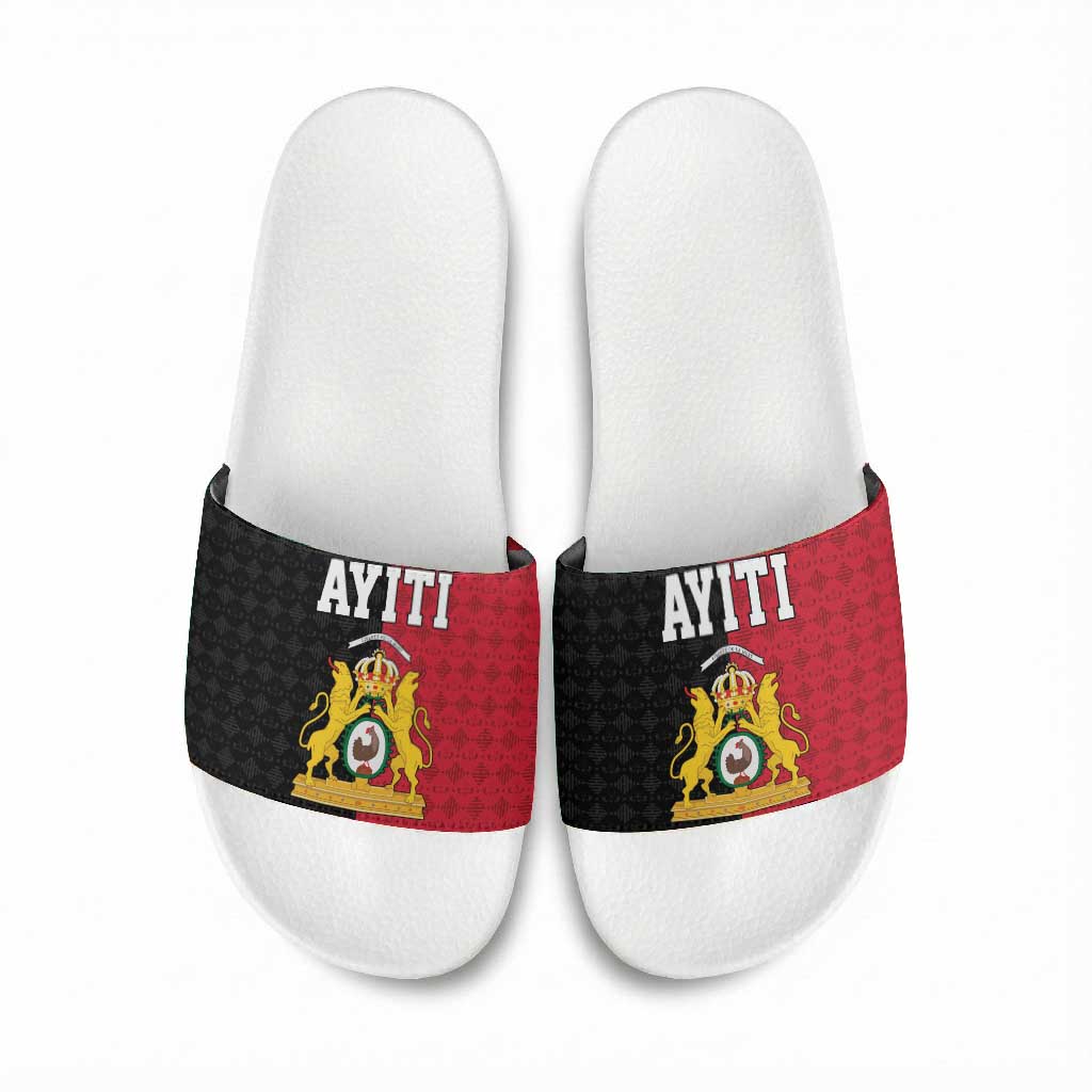 Afro-Haitians Empire of Haiti 1804-1806 Slide Sandals Fleur-De-Lis Veves Motif - African Pride