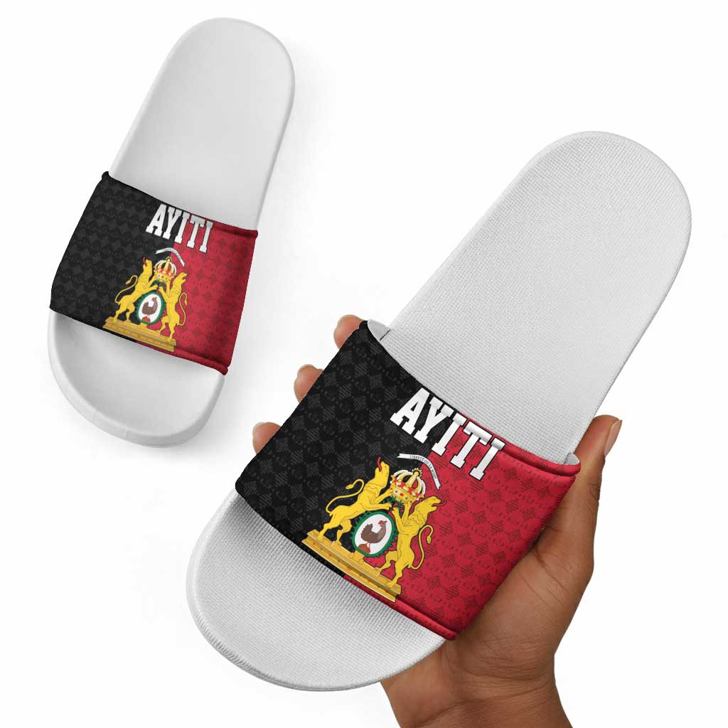 Afro-Haitians Empire of Haiti 1804-1806 Slide Sandals Fleur-De-Lis Veves Motif - African Pride