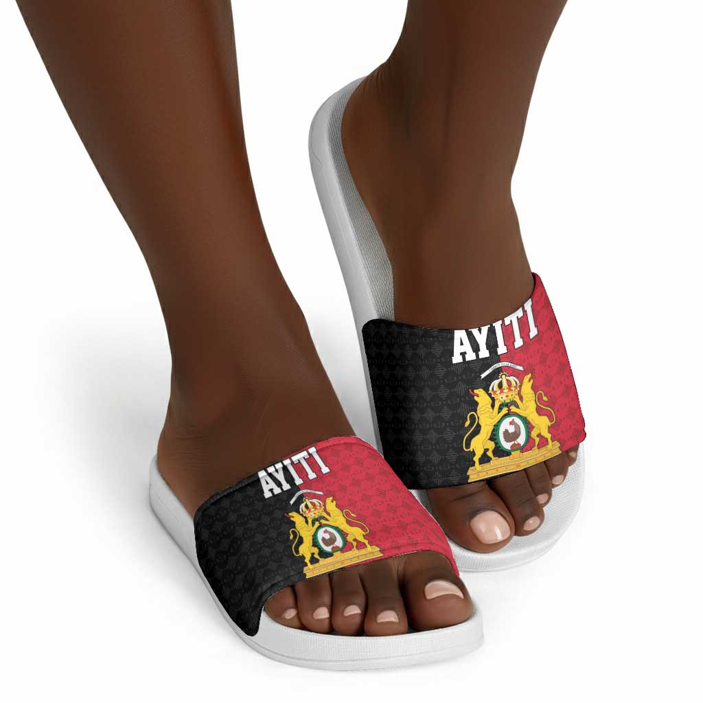 Afro-Haitians Empire of Haiti 1804-1806 Slide Sandals Fleur-De-Lis Veves Motif - African Pride