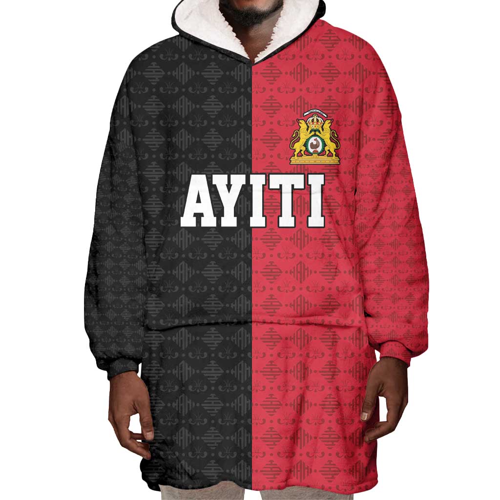 Afro-Haitians Empire of Haiti 1804-1806 Wearable Blanket Hoodie Fleur-De-Lis Veves Motif - African Pride