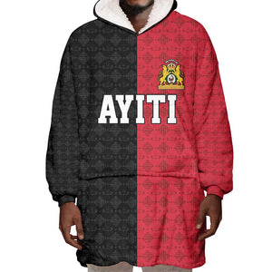 Afro-Haitians Empire of Haiti 1804-1806 Wearable Blanket Hoodie Fleur-De-Lis Veves Motif - African Pride