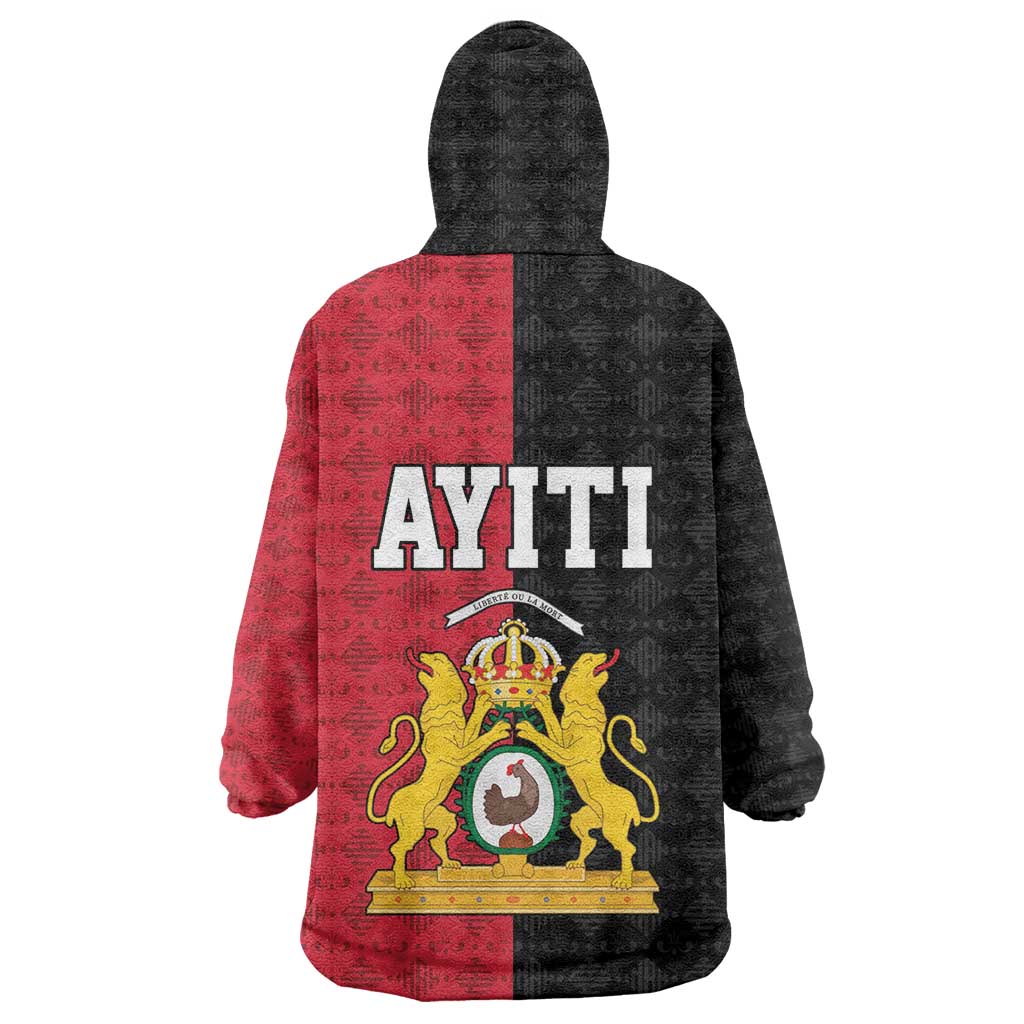 Afro-Haitians Empire of Haiti 1804-1806 Wearable Blanket Hoodie Fleur-De-Lis Veves Motif - African Pride