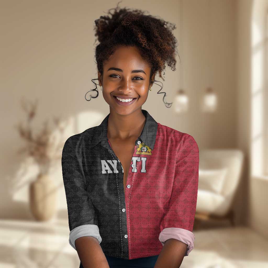 Afro-Haitians Empire of Haiti 1804-1806 Women Casual Shirt Fleur-De-Lis Veves Motif - African Pride
