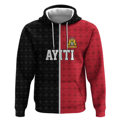 Afro-Haitians Empire of Haiti 1804-1806 Zip Hoodie Fleur-De-Lis Veves Motif - African Pride