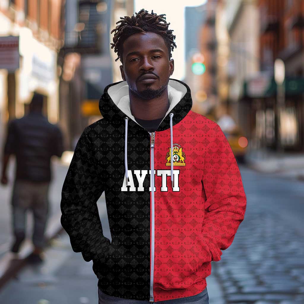 Afro-Haitians Empire of Haiti 1804-1806 Zip Hoodie Fleur-De-Lis Veves Motif - African Pride