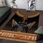 Winged Egypt Cats Area Rug Hieroglyphs Alphabet Pattern