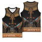 Winged Egypt Cats Basketball Jersey Hieroglyphs Alphabet Pattern - African Pride