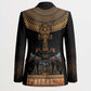 Winged Egypt Cats Blazer Hieroglyphs Alphabet Pattern