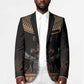 Winged Egypt Cats Blazer Hieroglyphs Alphabet Pattern