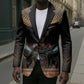 Winged Egypt Cats Blazer Hieroglyphs Alphabet Pattern