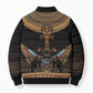Winged Egypt Cats Bomber Puffer Jacket Hieroglyphs Alphabet Pattern