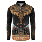 Winged Egypt Cats Button Sweatshirt Hieroglyphs Alphabet Pattern
