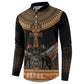 Winged Egypt Cats Button Sweatshirt Hieroglyphs Alphabet Pattern
