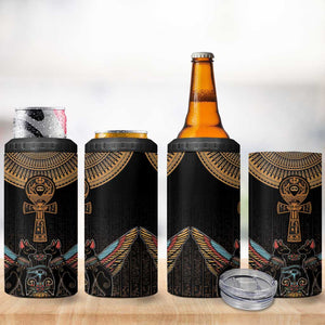 Winged Egypt Cats 4 in 1 Can Cooler Tumbler Hieroglyphs Alphabet Pattern