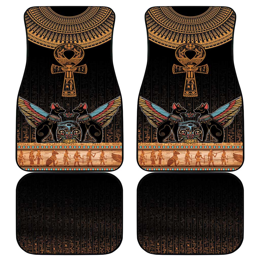 Winged Egypt Cats Car Mats Hieroglyphs Alphabet Pattern