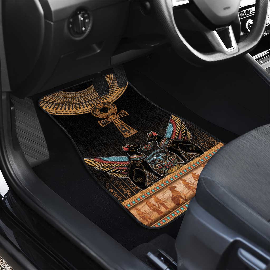 Winged Egypt Cats Car Mats Hieroglyphs Alphabet Pattern