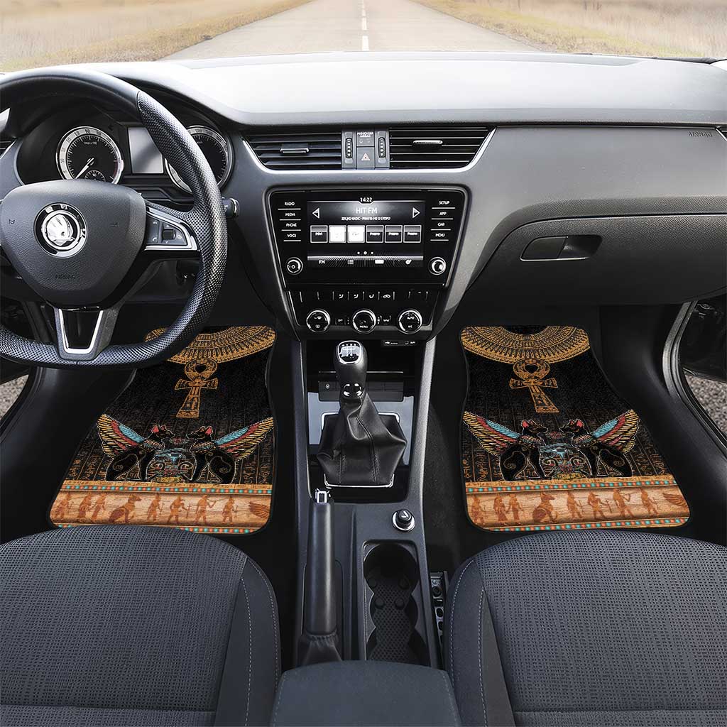 Winged Egypt Cats Car Mats Hieroglyphs Alphabet Pattern