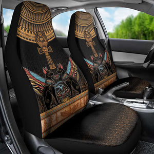 Winged Egypt Cats Car Seat Cover Hieroglyphs Alphabet Pattern
