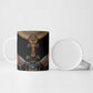 Winged Egypt Cats Ceramic Mug Hieroglyphs Alphabet Pattern