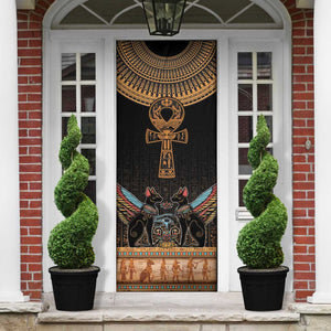 Winged Egypt Cats Door Cover Hieroglyphs Alphabet Pattern