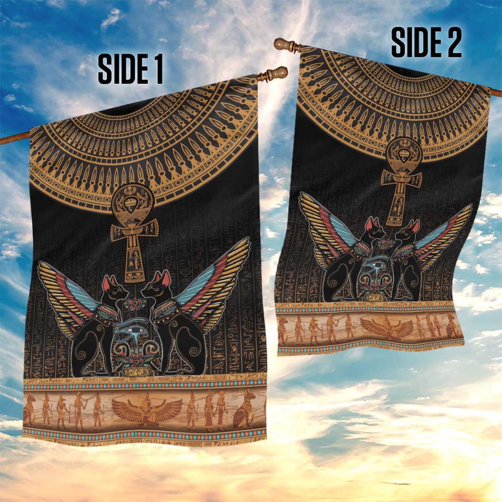 Winged Egypt Cats Garden Flag Hieroglyphs Alphabet Pattern