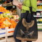 Winged Egypt Cats Grocery Bag Hieroglyphs Alphabet Pattern