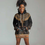 Winged Egypt Cats Hoodie Dress Hieroglyphs Alphabet Pattern