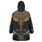 Winged Egypt Cats Kid Wearable Blanket Hoodie Hieroglyphs Alphabet Pattern