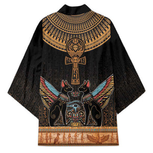 Winged Egypt Cats Kimono Hieroglyphs Alphabet Pattern