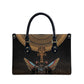 Winged Egypt Cats Leather Bag Hieroglyphs Alphabet Pattern