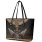 Winged Egypt Cats Leather Tote Bag Hieroglyphs Alphabet Pattern
