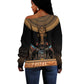 Winged Egypt Cats Off Shoulder Sweater Hieroglyphs Alphabet Pattern