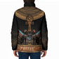 Winged Egypt Cats Padded Jacket Hieroglyphs Alphabet Pattern