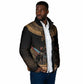Winged Egypt Cats Padded Jacket Hieroglyphs Alphabet Pattern