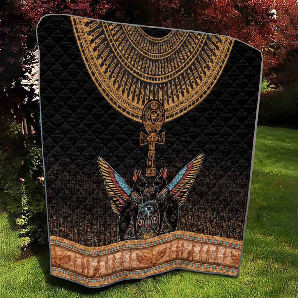 Winged Egypt Cats Quilt Hieroglyphs Alphabet Pattern