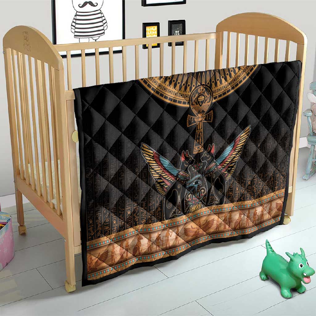 Winged Egypt Cats Quilt Hieroglyphs Alphabet Pattern