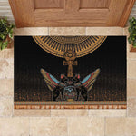 Winged Egypt Cats Rubber Doormat Hieroglyphs Alphabet Pattern