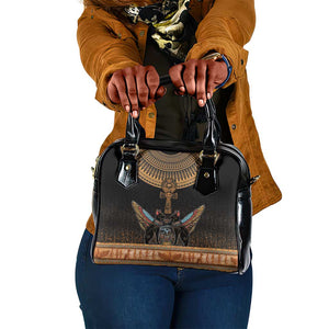 Winged Egypt Cats Shoulder Handbag Hieroglyphs Alphabet Pattern