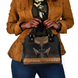 Winged Egypt Cats Shoulder Handbag Hieroglyphs Alphabet Pattern