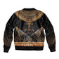 Winged Egypt Cats Sleeve Zip Bomber Jacket Hieroglyphs Alphabet Pattern